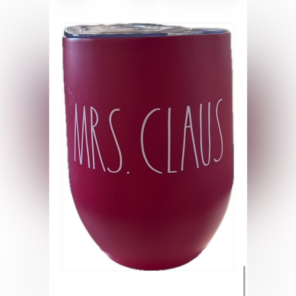 RAE DUNN Holiday Wine Tumbler with White Mrs. Claus  NWOT